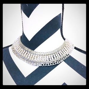 Ultra Bling Faux Diamond & Chain Choker Necklace